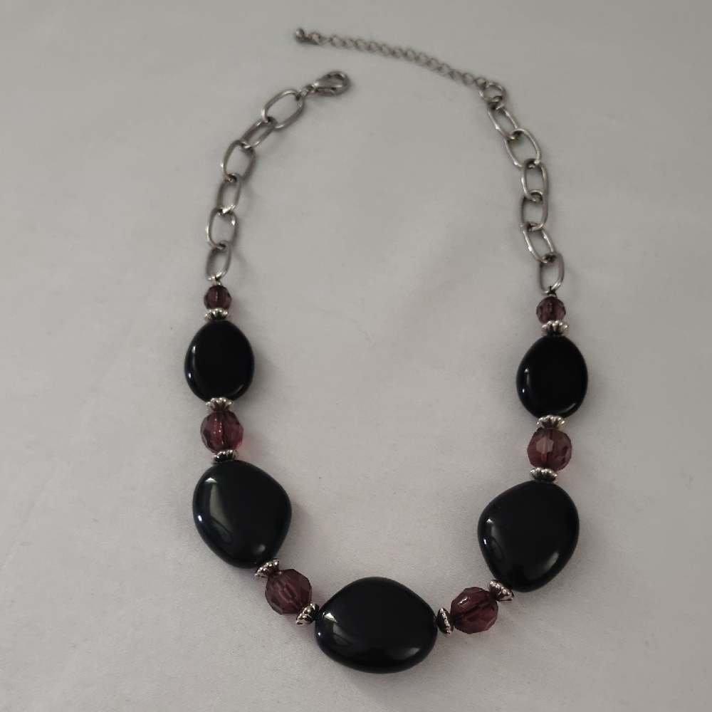 Black Bead Statement Necklace - image 5